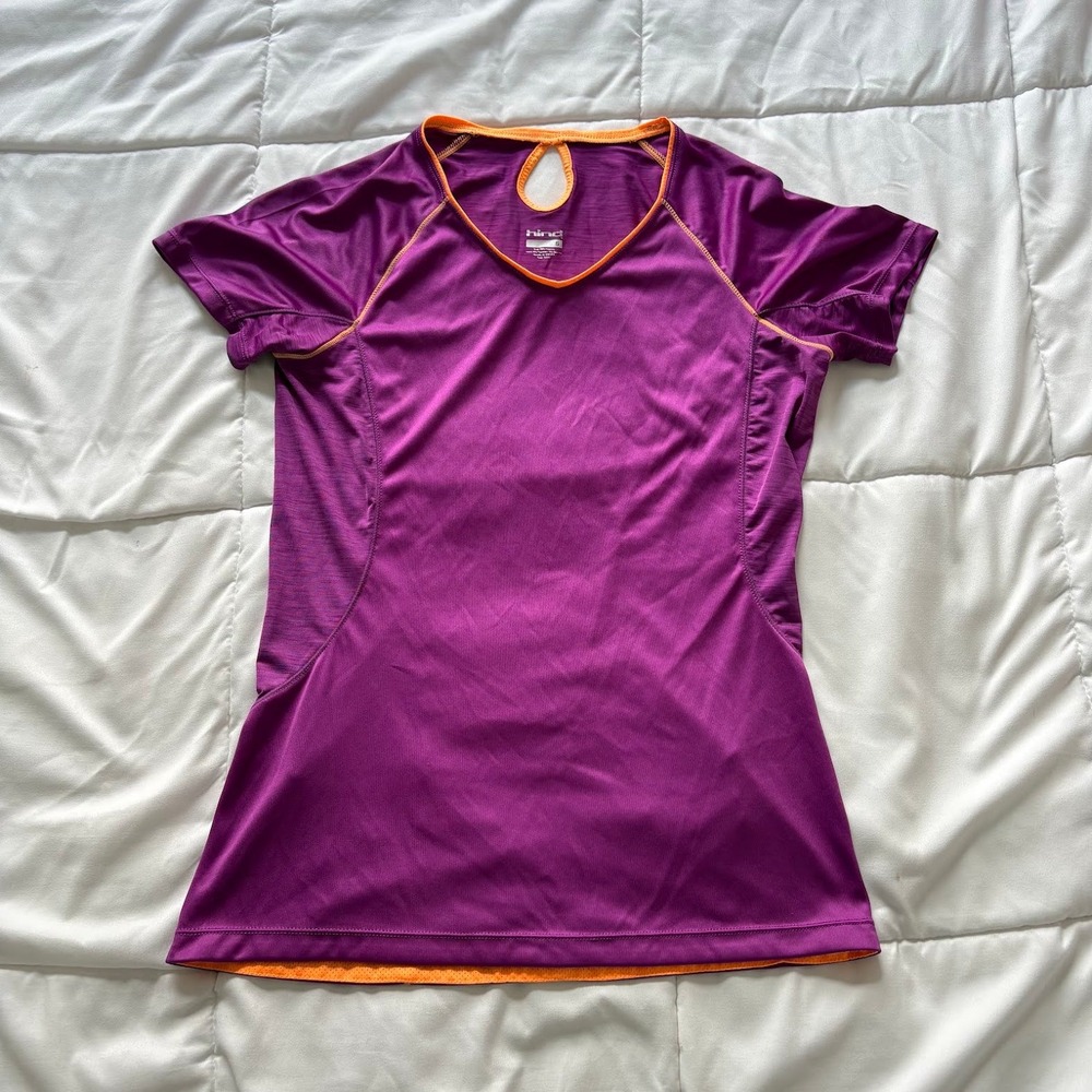 Hind Womens Small Purple Orange Activewear Running Shirt Short Sleeve Tennis
